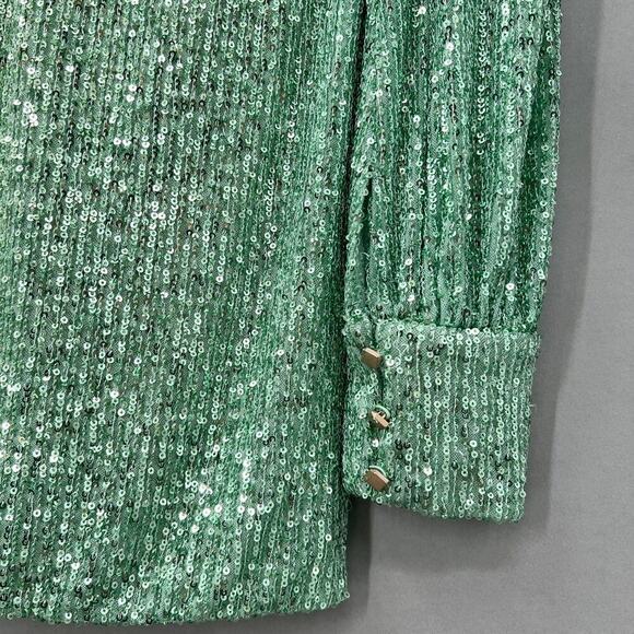 B34 Mac Duggal Sequin Blouson Sleeve Mini Dress Womens 4 Retro Swiftie Vegas - Picture 7 of 8